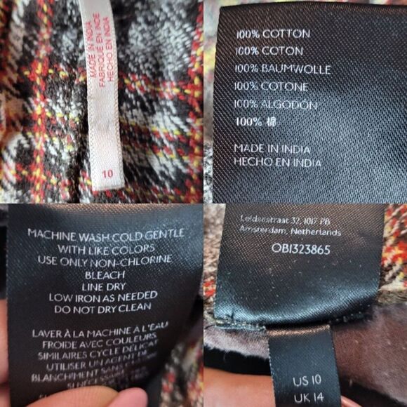 Free People Plaid Shape Up Trouser Pants UK 14 US 10 High Rise Wide Leg Academia - Picture 3 of 13